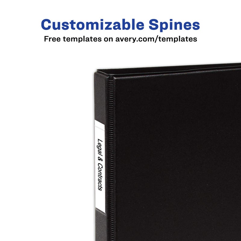 Avery Legal-Size Durable 3 Ring Binders, 1"" Round Rings, Holds 8.5"" x 14"" Paper, Black, 2 Pack (17709) - Image 3